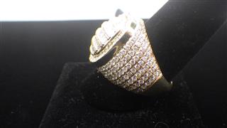 Men's 10K Diamond Cluster Oval Ring Yellow Gold 13g Size 10.5